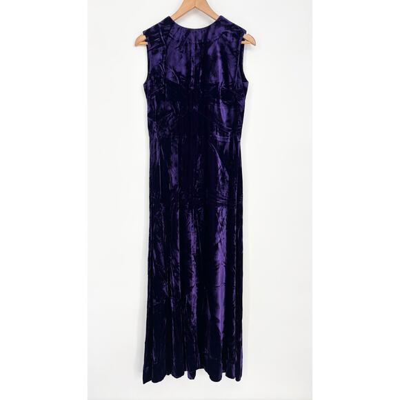 Purple Crushed Velvet Corset Back Sleeveless Maxi Dress Size 8 - Picture 3 of 6